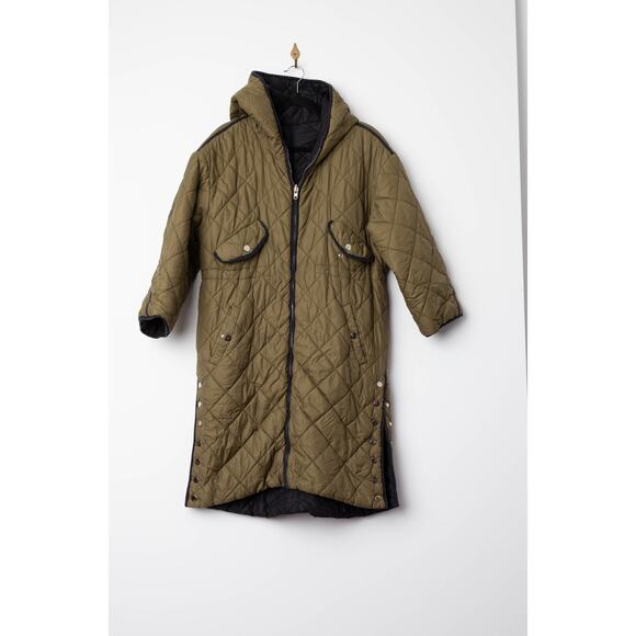 Maje Reversible Quilted Jacket in Olive Green/Black - Picture 5 of 10